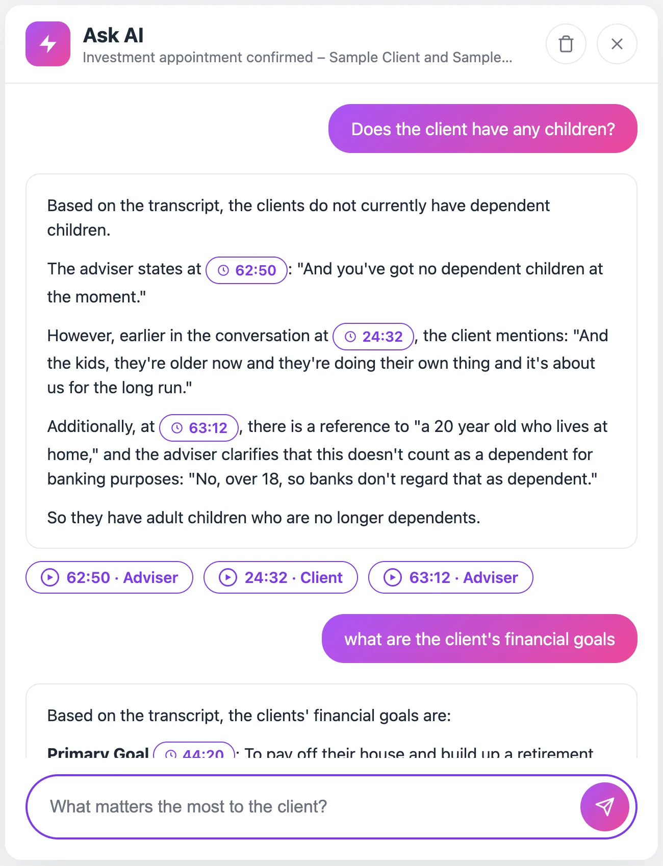 A structured mortgage lending diary note generated automatically by AffordX